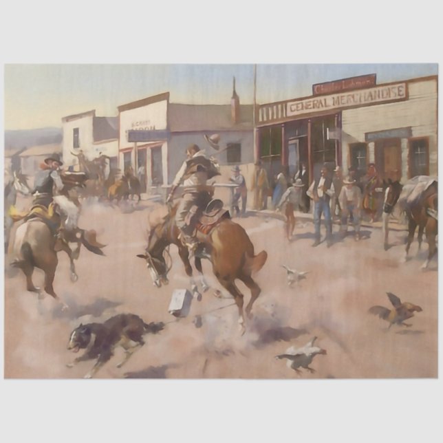 Papel De Seda "Um dia silencioso em Utica", por Charles M Russel (Frente )