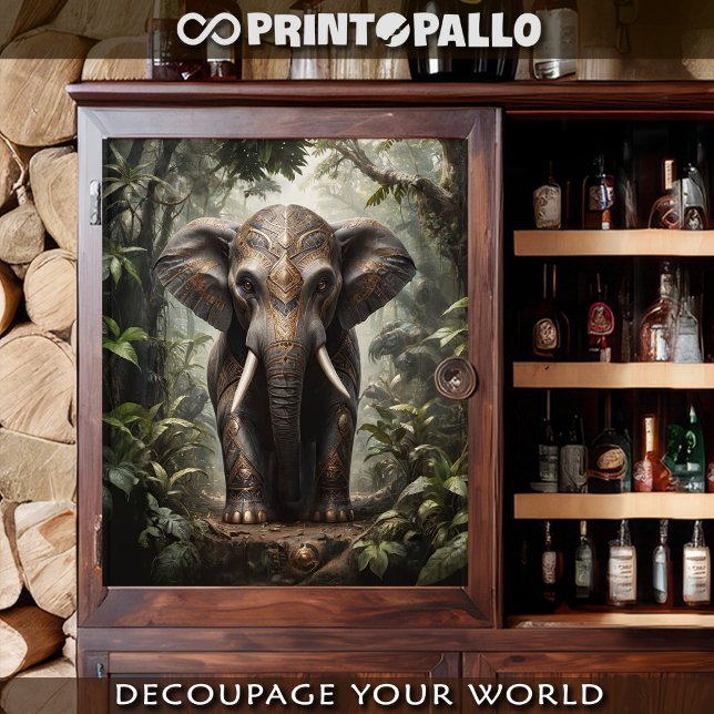 Papel De Seda Um elefante sagrado em vestígios ouros na selva - (Criador carregado)