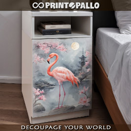 Papel De Seda Um flamingo rosa num lago japonês