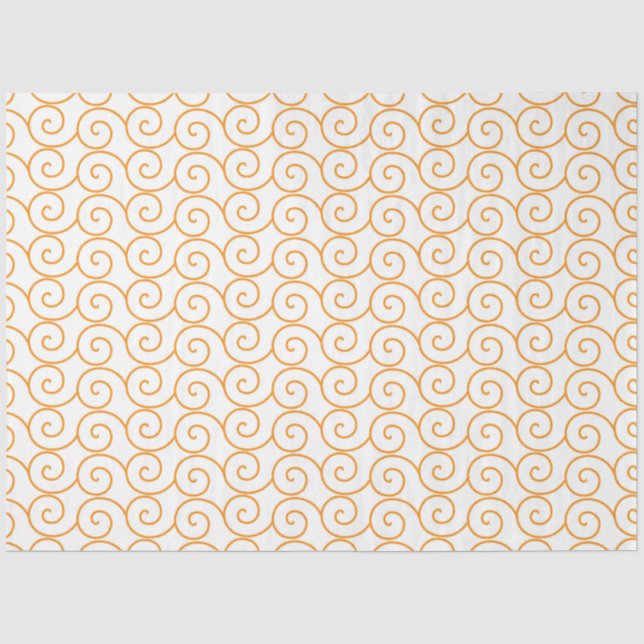 Papel De Seda um fundo laranja e branco com espirais (Frente )