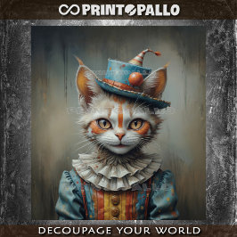 Papel De Seda Um gatinho assustador vestido de palhaço -