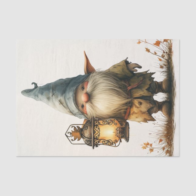 Papel De Seda Um Gnomo Bonito com Lanterna (Frente )