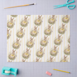 Papel De Seda Um lindo coelhinho floral com laço amarelo para Ba