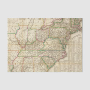 Papel De Seda Um mapa das estradas, dos canais e do barco do