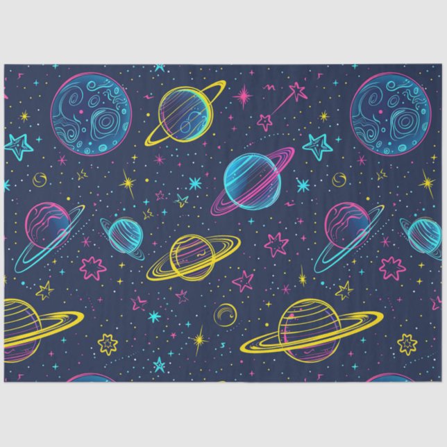 Papel De Seda Um Neon Cosmos Series Design 3 (Frente )