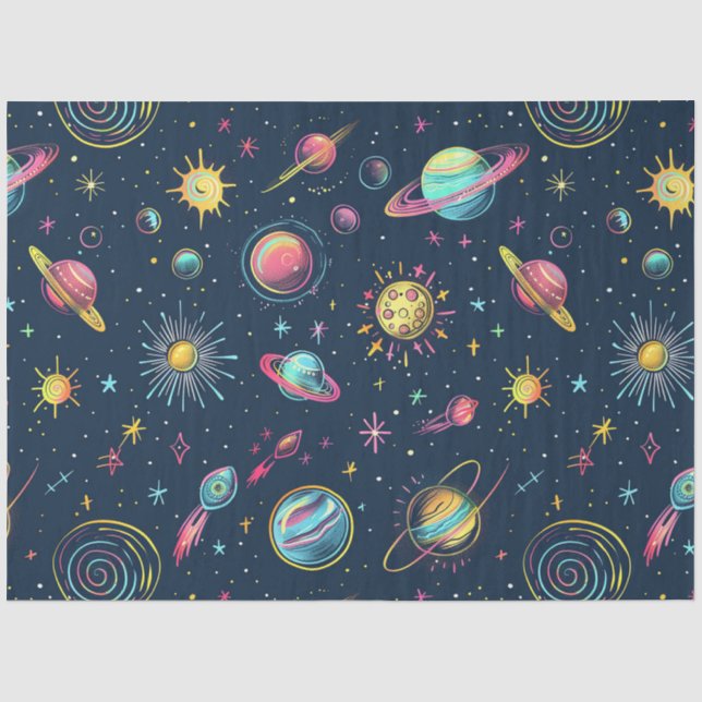 Papel De Seda Um Neon Cosmos Series Design 4 (Frente )