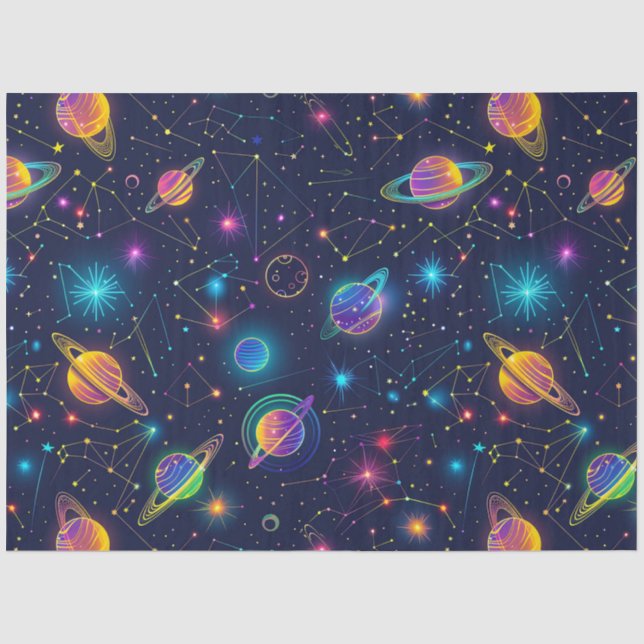 Papel De Seda Um Neon Cosmos Series Design 5 (Frente )