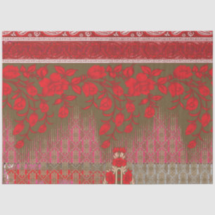 Papel De Seda um padrão de pontos cruzados com flores e vinha ve