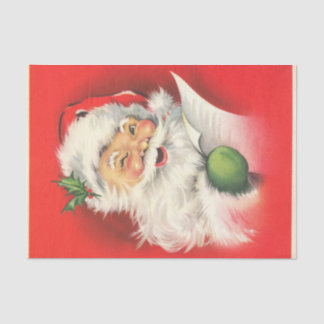 Papel De Seda Um Papai Noel Sorridente e Piscando Lendo Sua List
