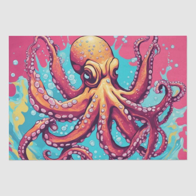 Papel De Seda Um Pop de Octopus Decoupage Design (Frente )