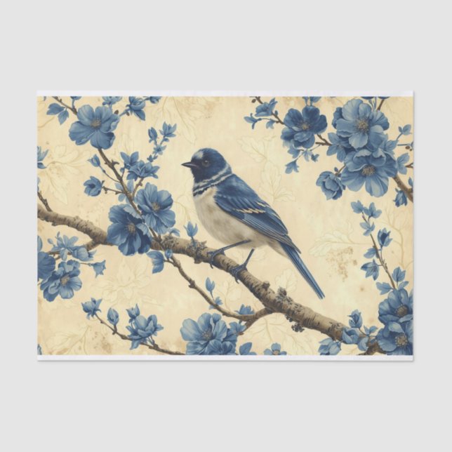 Papel De Seda Um Toile de Jouy Bluebird (Frente )