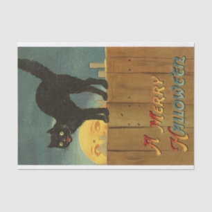 Papel De Seda Uma arte assustador alegre do vintage do gato