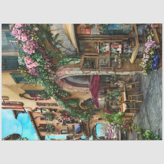 Papel De Seda Uma Cena de Rua Italiana Série de Design Efêmero 7 (Frente )