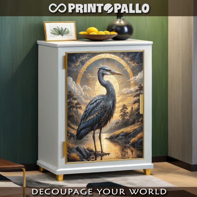 Papel De Seda Uma erva azul num lago de fantasia dourada (Criador carregado)