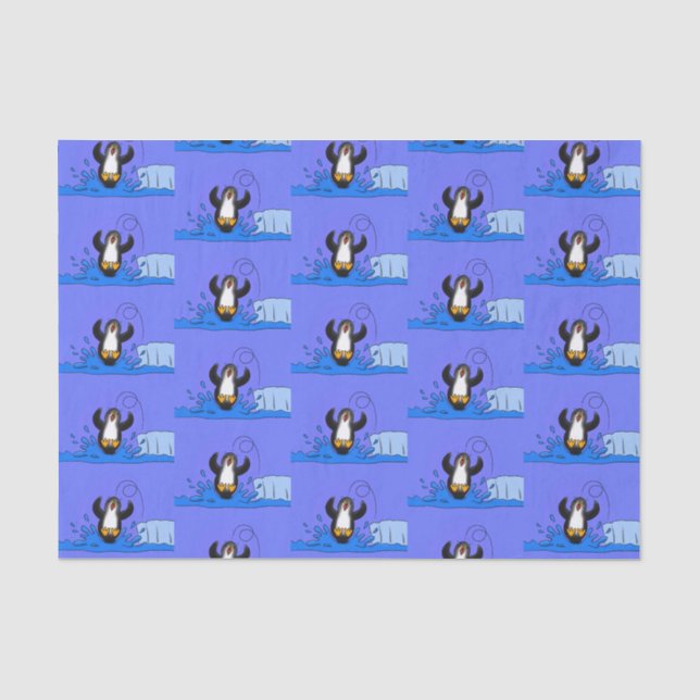 Papel De Seda Uma ilustração de desenho animado de pinguins de s (Frente )