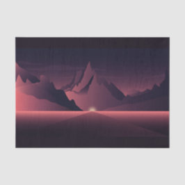 Papel De Seda Uma ilustração do pôr do sol na montanha        