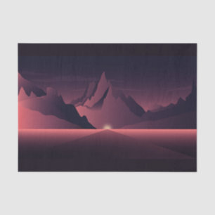 Papel De Seda Uma ilustração do pôr do sol na montanha        