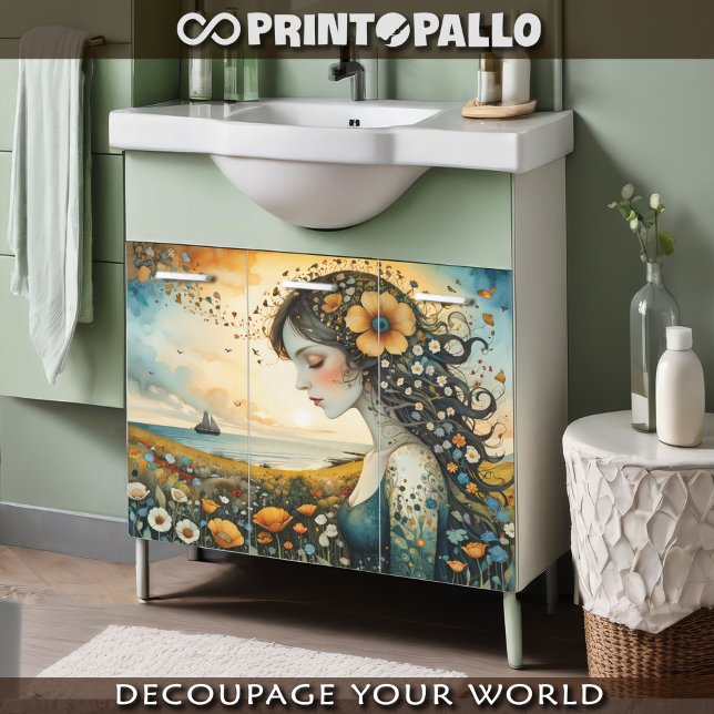 Papel De Seda Uma jovem Floral sonhando em ir embora (Criador carregado)