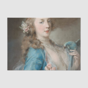 Papel De Seda Uma moça jovem com papagaio (por Rosalba Carriera)