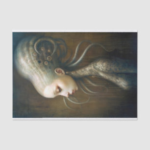 Papel De Seda Uma mulher adorável com cabelo tentáculo