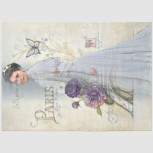 Papel De Seda Uma Mulher Parisiense Shabby Chic Série Design 24