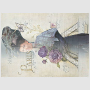 Papel De Seda Uma Mulher Parisiense Shabby Chic Série Design 28