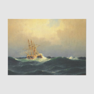 Papel De Seda Uma nave de vapor em uma tempestade no oceano Atlâ