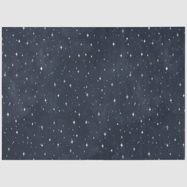 Papel De Seda Uma Noite Estrelada Prateada Série Design 8 (Frente )