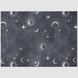 Papel De Seda Uma Noite Estrelada Prateada Série Design 9