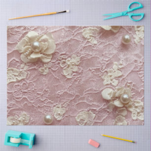 Papel De Seda Uma Pérola Rosa e Série de Renda Desenho #11