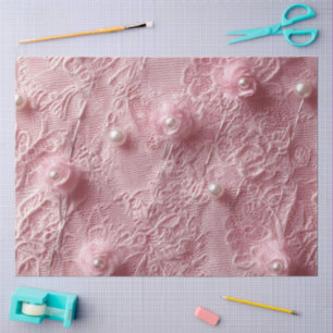 Papel De Seda Uma Pérola Rosa e Série de Renda Desenho #12