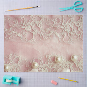 Papel De Seda Uma Pérola Rosa e Série de Renda Desenho #9