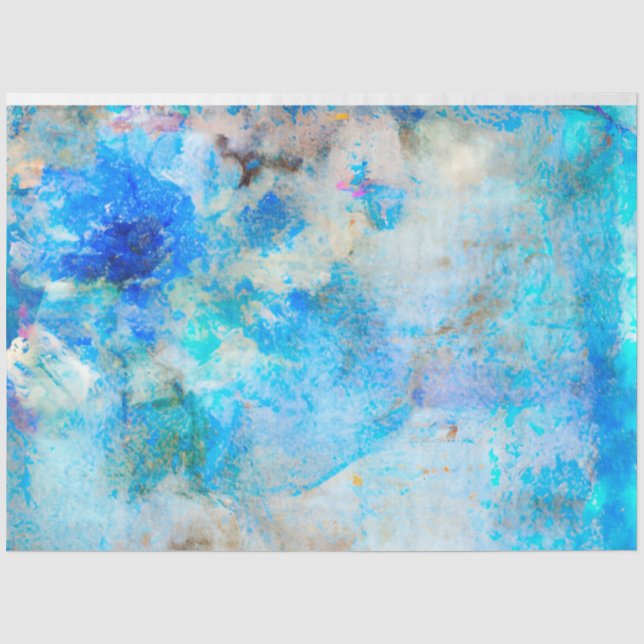 Papel De Seda Uma Série 9 de Design de Ephemera Azul Shabby Chic (Frente )
