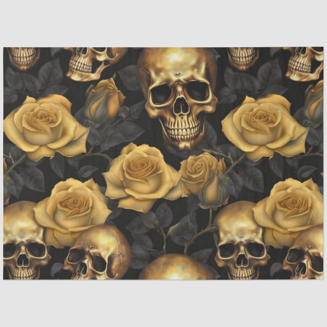 Papel De Seda Uma Série Caveira e Rosas Design 2 (Frente )