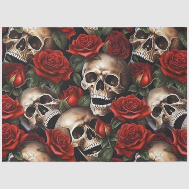 Papel De Seda Uma Série Caveira e Rosas Design 6 (Frente )