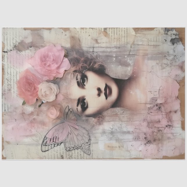 Papel De Seda Uma Série de Anjo Rosa Caprichoso Design #10 (Frente )