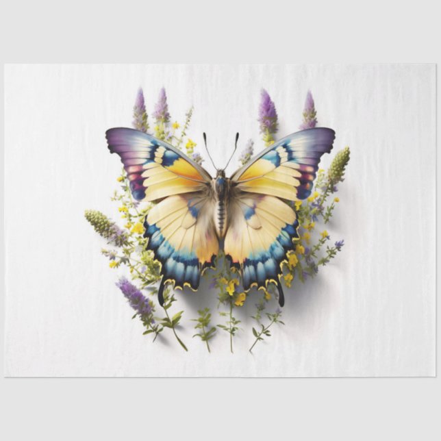 Papel De Seda Uma Série de Borboletas Florais Design 16 (Frente )