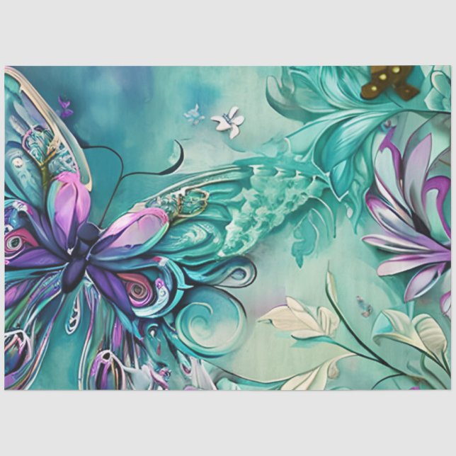 Papel De Seda Uma Série de Borboletas Místicas Design 16 (Frente )