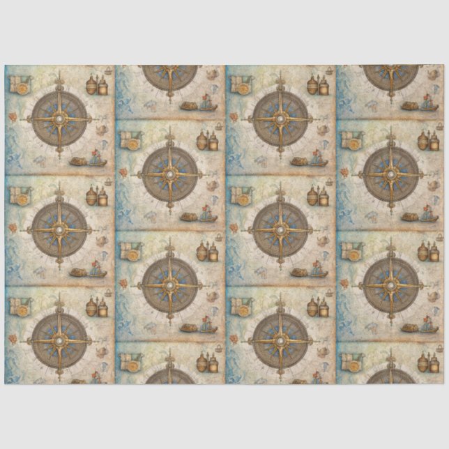 Papel De Seda Uma Série de Bússola Náutica Design 13 (Frente )