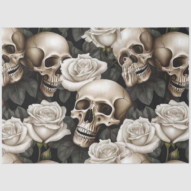 Papel De Seda Uma Série de Caveira e Rosas Design 3 (Frente )