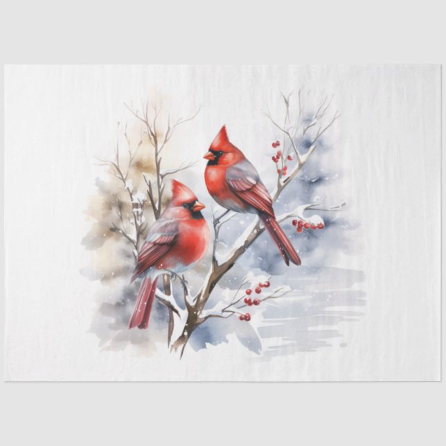 Papel De Seda Uma Série de Design de Cardinal de Inverno 1 (Frente )