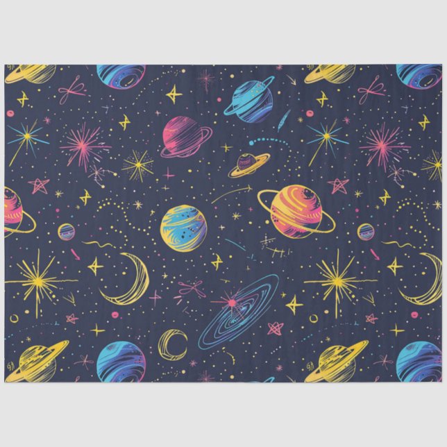 Papel De Seda Uma Série de Design de Cosmos Neon 2 (Frente )