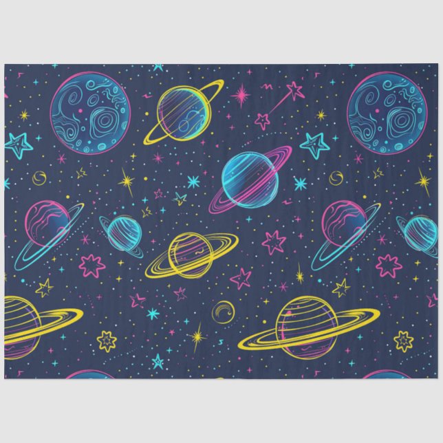 Papel De Seda Uma Série de Design de Cosmos Neon 3 (Frente )