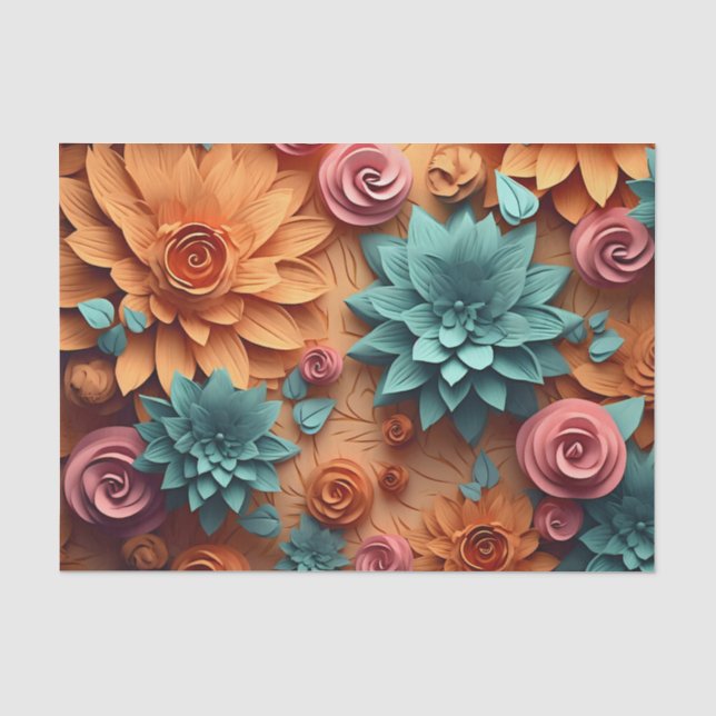 Papel De Seda Uma Série de Design de Flores 3D 6 (Frente )