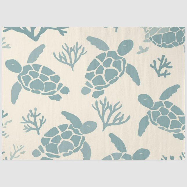 Papel De Seda Uma Série de Design de Tartaruga Marinha 8 (Frente )