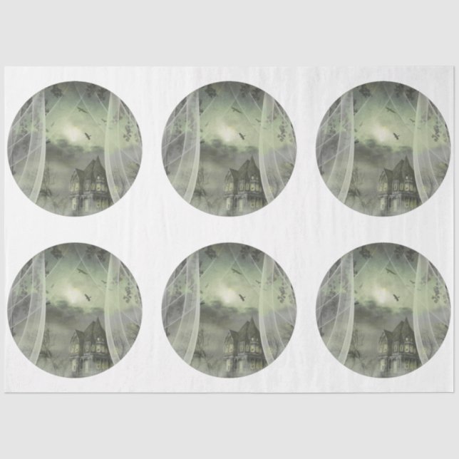 Papel De Seda Uma Série de Design Redondo Gótico de Halloween 7 (Frente )