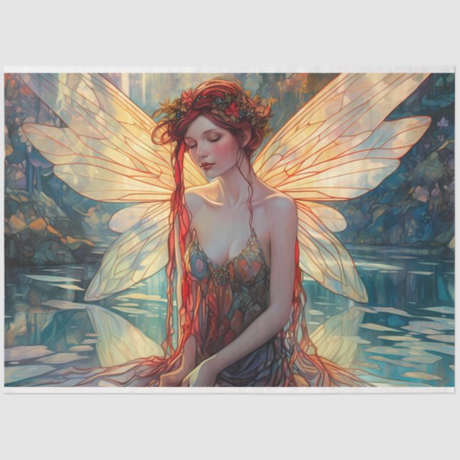 Papel De Seda Uma série de fadas místicas Design 7 (Frente )