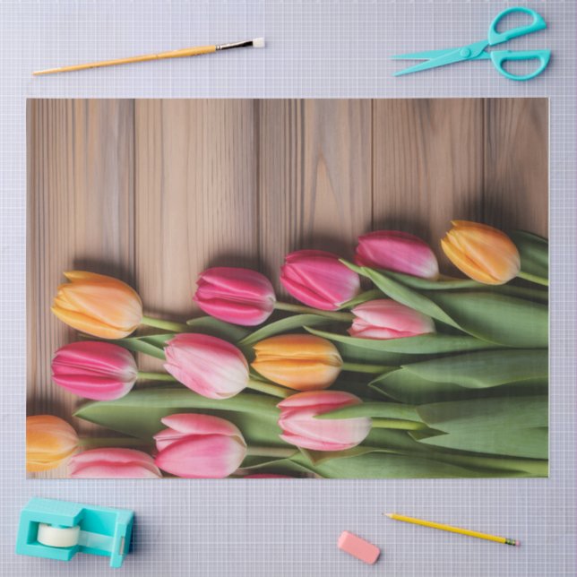 Papel De Seda Uma Série de Madeira e Tulipa Design #4 (Arte )