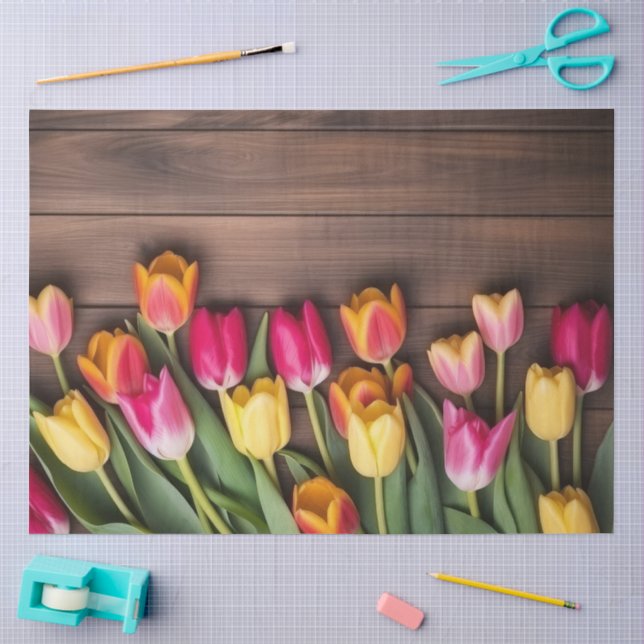 Papel De Seda Uma Série de Madeira e Tulipa Design #5 (Arte )
