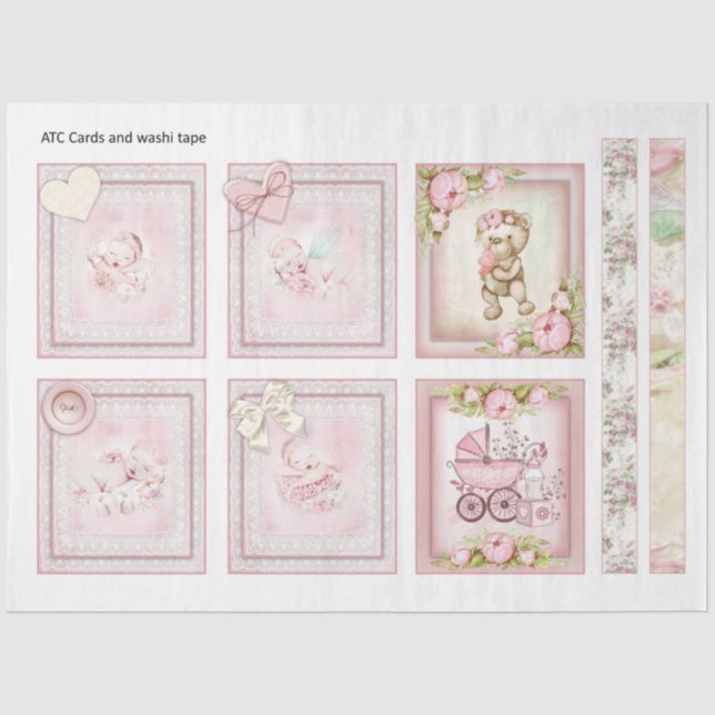 Papel De Seda Uma Série de Menina Bebê Design 6 (Frente )